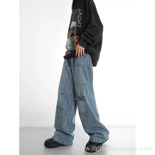 Customized Loose Fit Baggy Cargo Jeans Pants